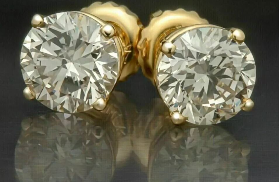 3.00Ct Round Cut Lab Created Diamond Women’s Stud Earrings 14K Yellow Gold Over