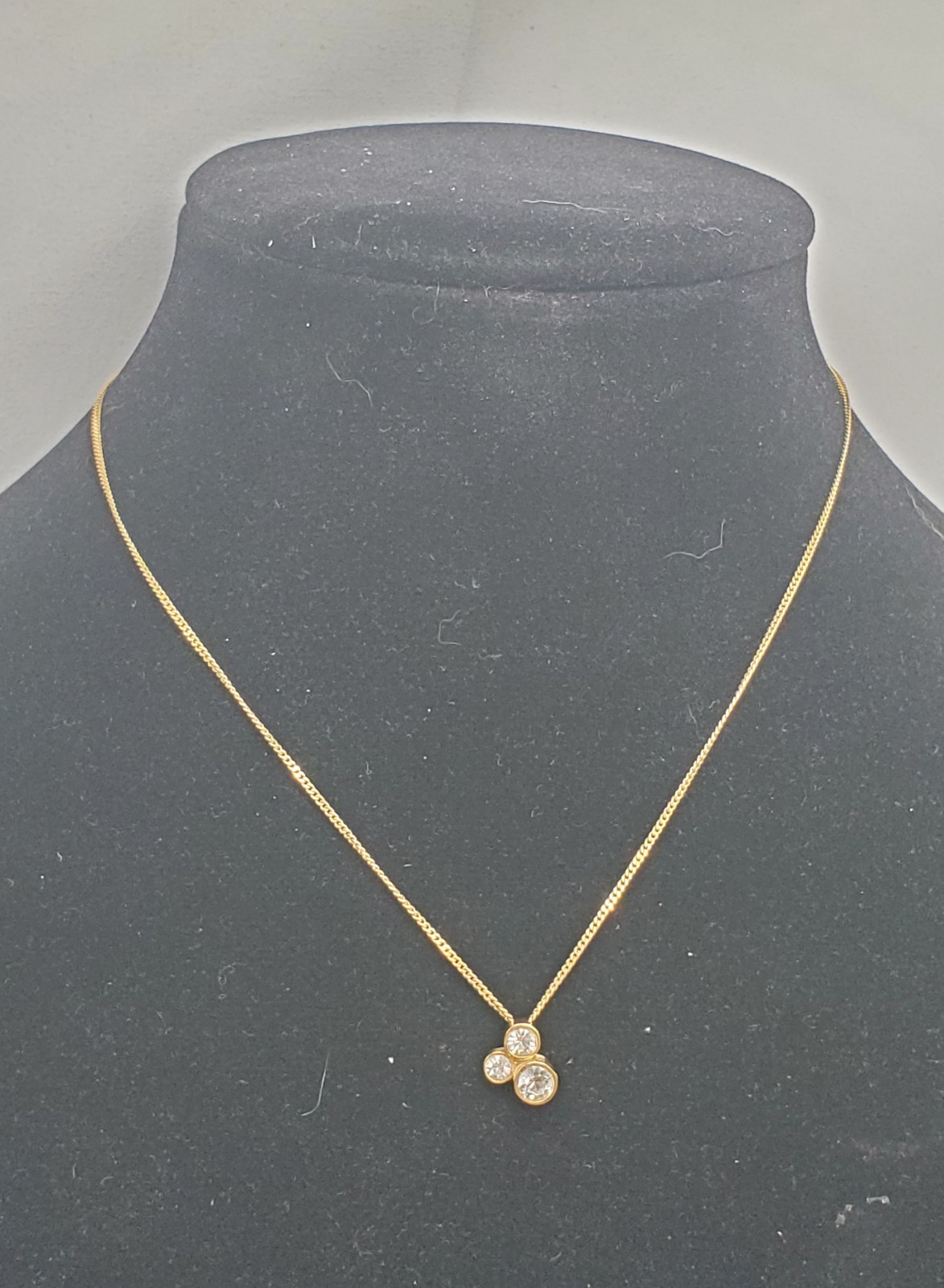 GG Givenchy Clear Crystal Dainty Gold-tone Choker Necklace 15.5″ Designer Signed