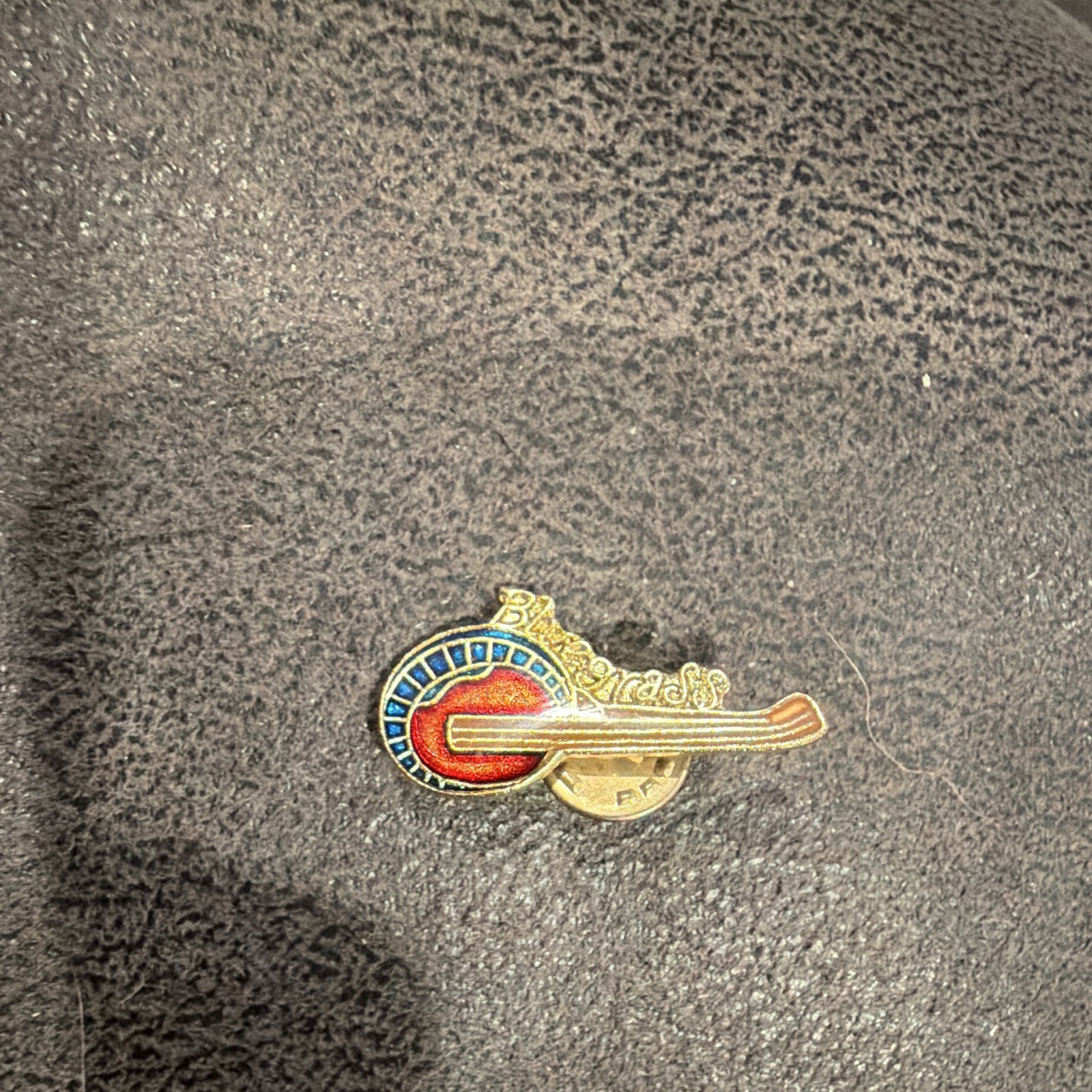 Guitar Music Theme Gold-Tone Enamel Pin Lapel Clutch Back Red Blue