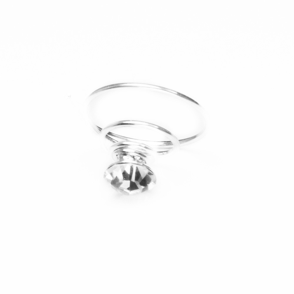 1 Silver Rhinestone Solitare Round Single Stone on Twist Spiral Bridal Hair Pin