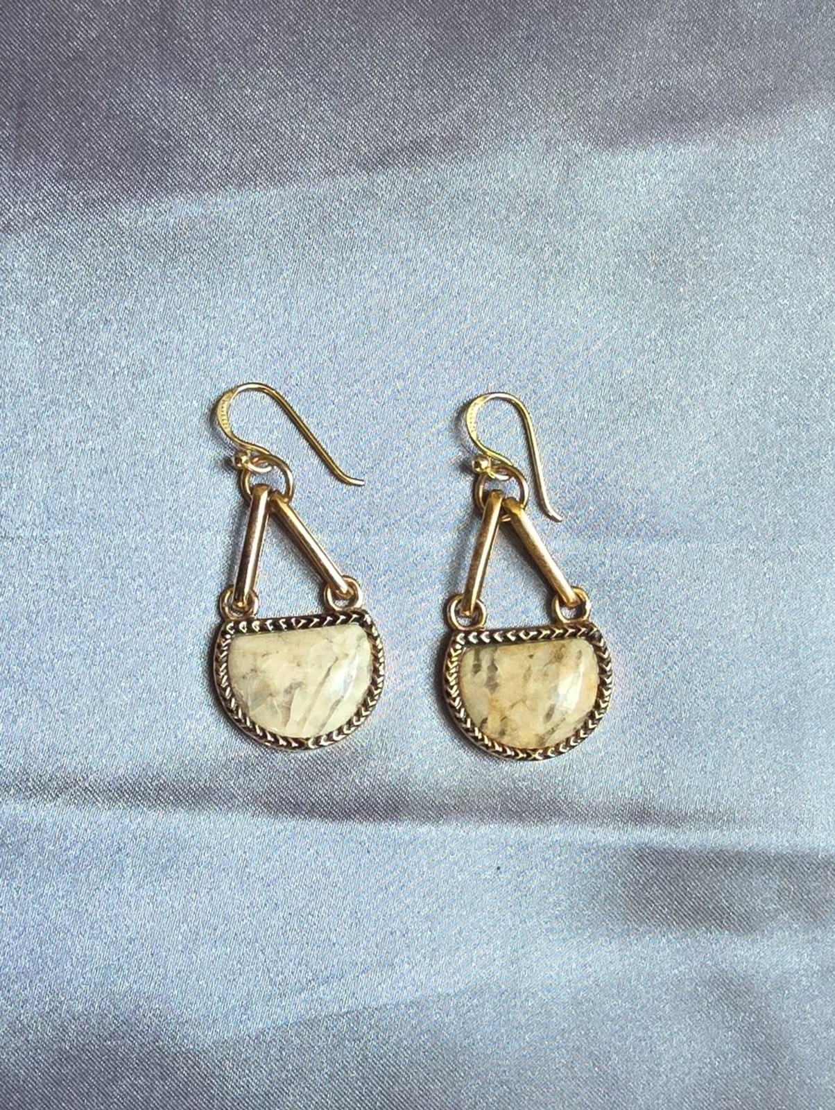 Vintage BARSE Sterling Silver Gold Vermeil Jasper Drop Dangle Earrings