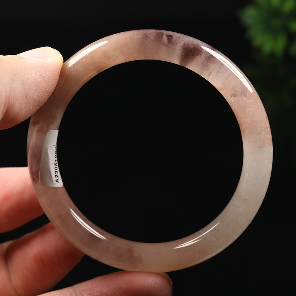 52-64mm Certified Golden jade bracelet 100% Natural Lavender Purple Jade Bangle