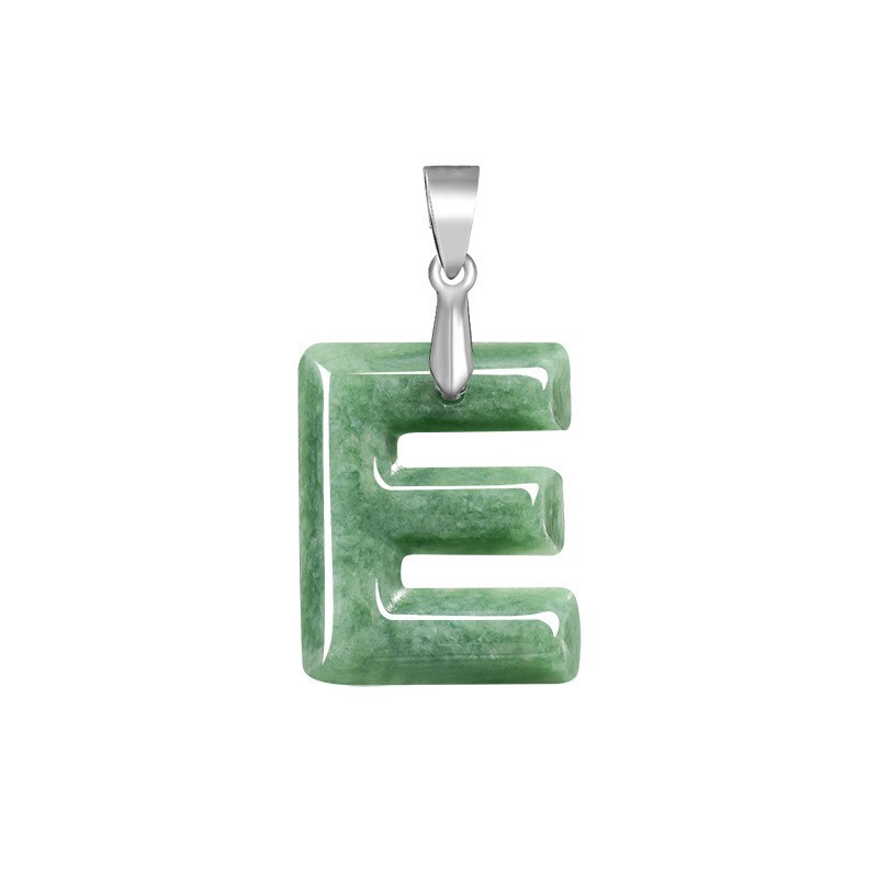 Titanium Steel Chain 26 Custom Letters AAAAA Jade Pendant S925 Silver Clasp Gift