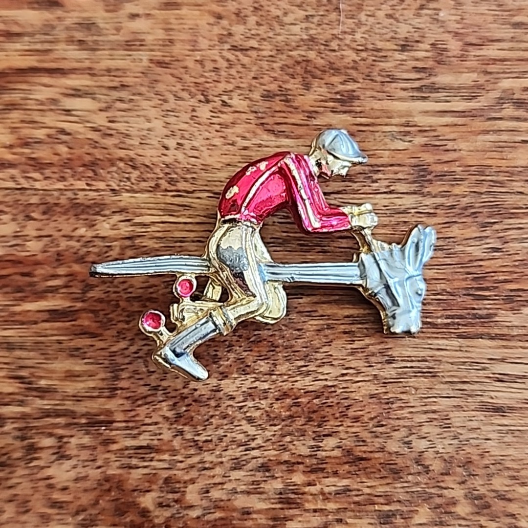 Vintage 70s Stick Horse/ Hobby Horse Brooch Pin, As Is