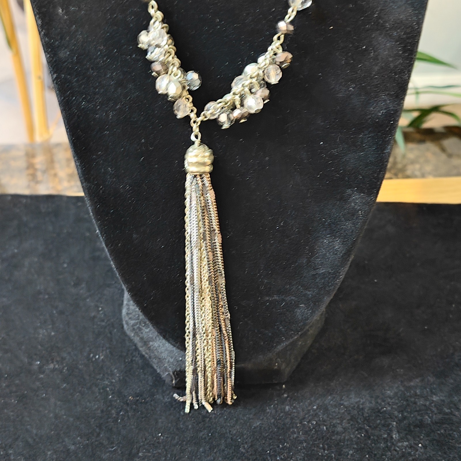 White House Black Market Fashion Necklace w/ Tassle Multi-chain Pendant 24-26″