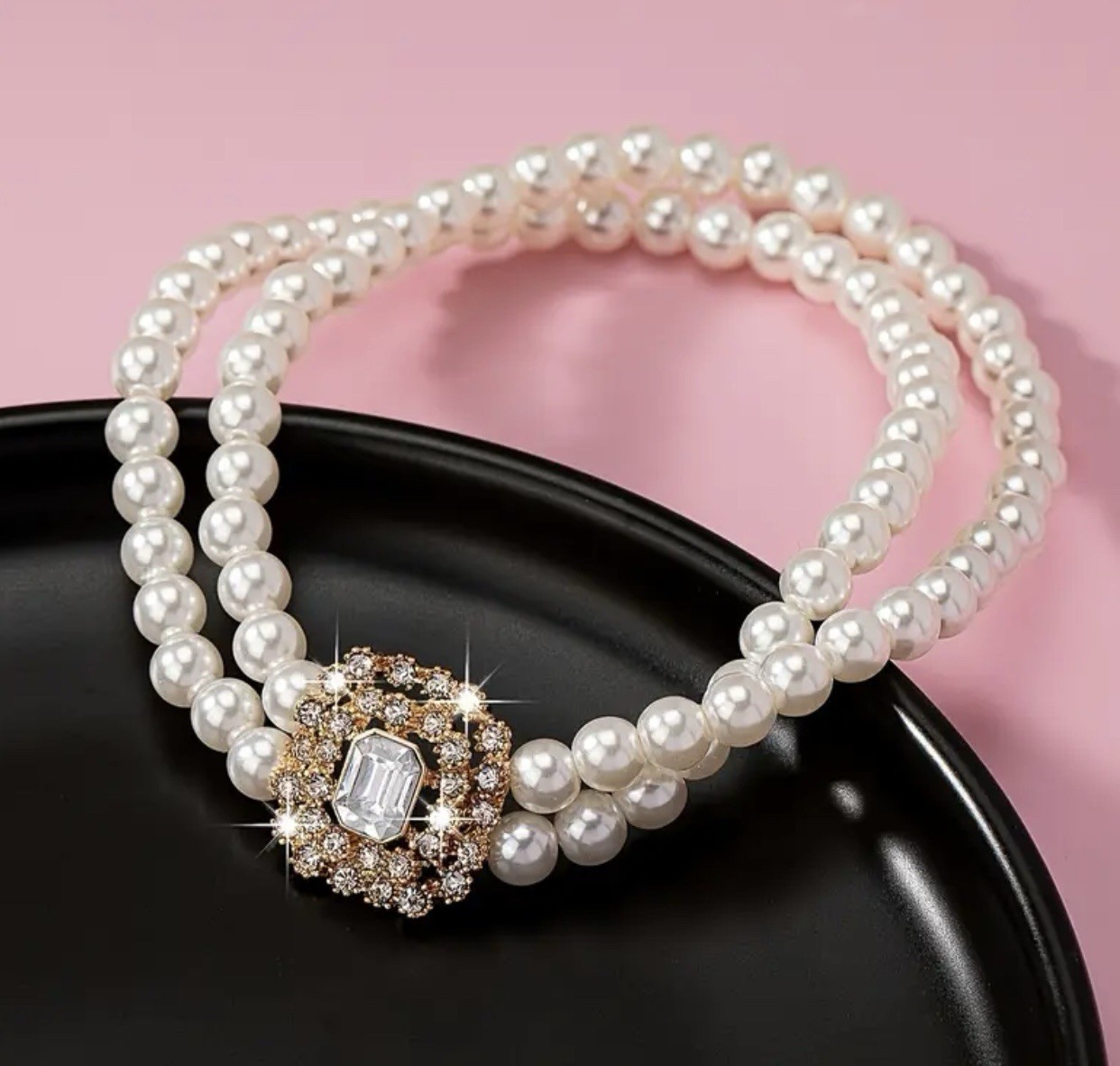 Stylish Double-Row Pearl Square Anklet # 0016 Velvet Box Included.