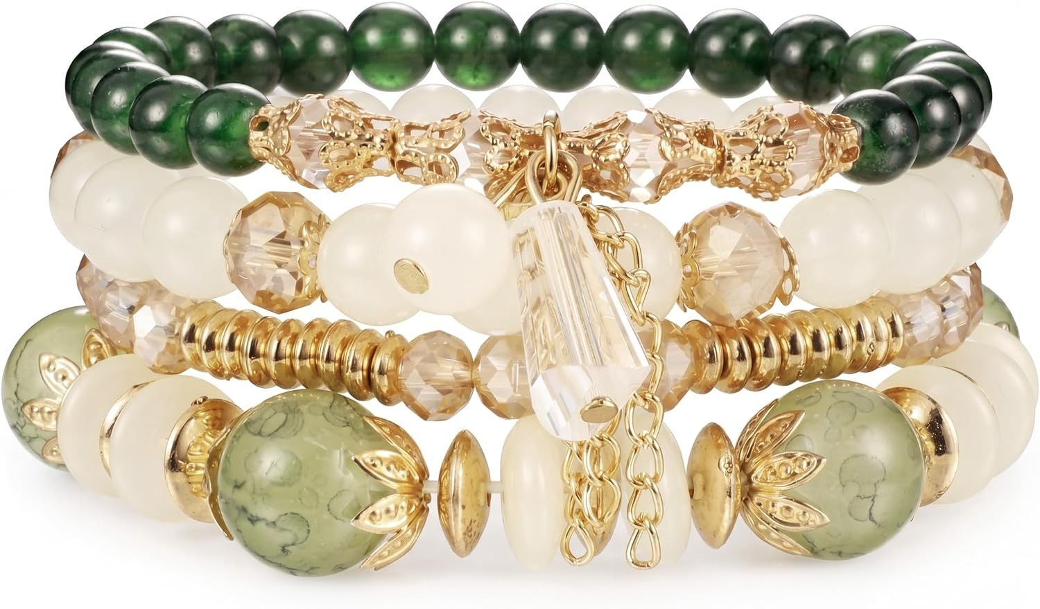 Elegant 4-Pcs Stackable Bracelets for Women – Versatile Natural Stone Jewelry