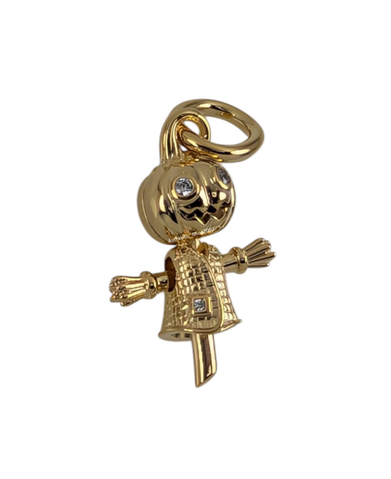New 100% Authentic PANDORA 14k Gold Pumpkin Head Scarecrow Dangle Charm764770C01