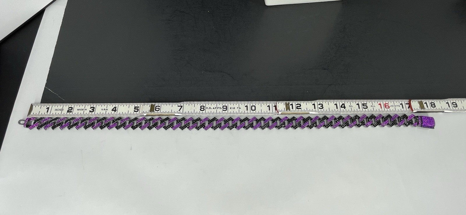 Flat Cuban Link Chain Necklace Black Purple Pave Crystal Gunmetal Wide Choker