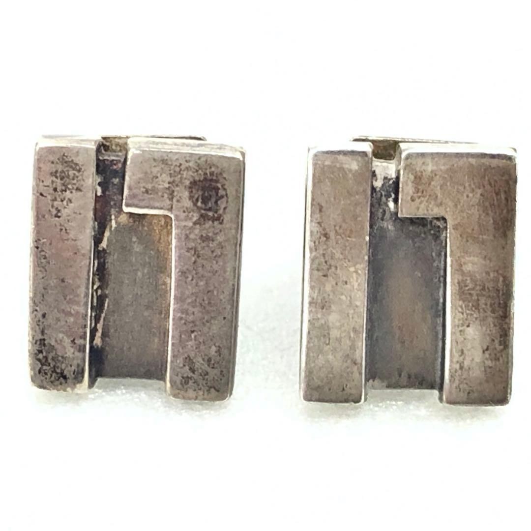 GUCCI Earrings Ssterling Silver 925 Stud Type G Logo Motif Engraved 1cm x 0.8cm