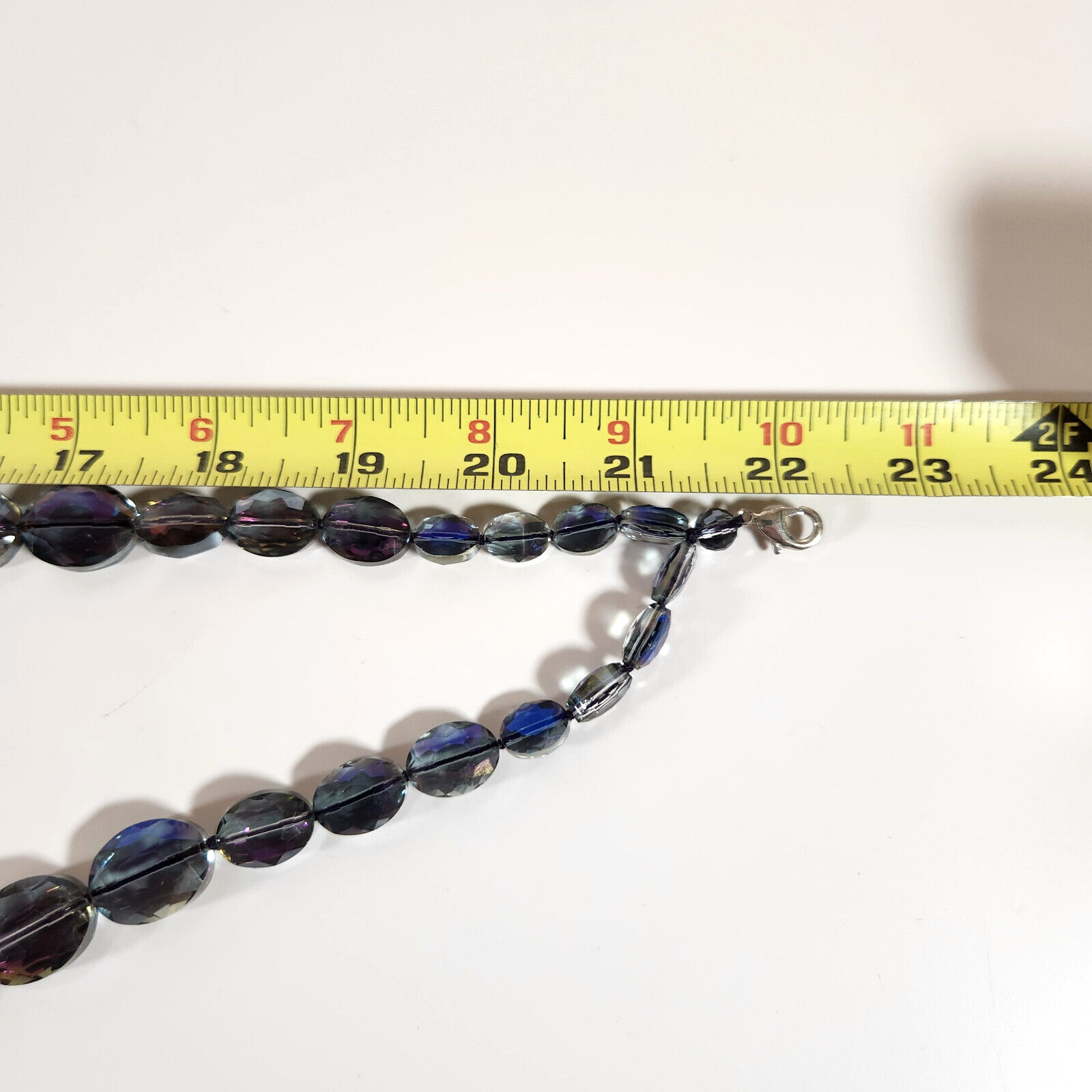 Beaded Necklace Clip Earrings Purple Blue Pink Iridescent Smoky Special Occasion