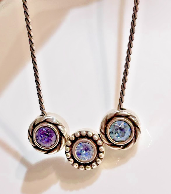 Brighton Halo Orion Crystal Trio Pendant Necklace Silver Tanzanite Reversible