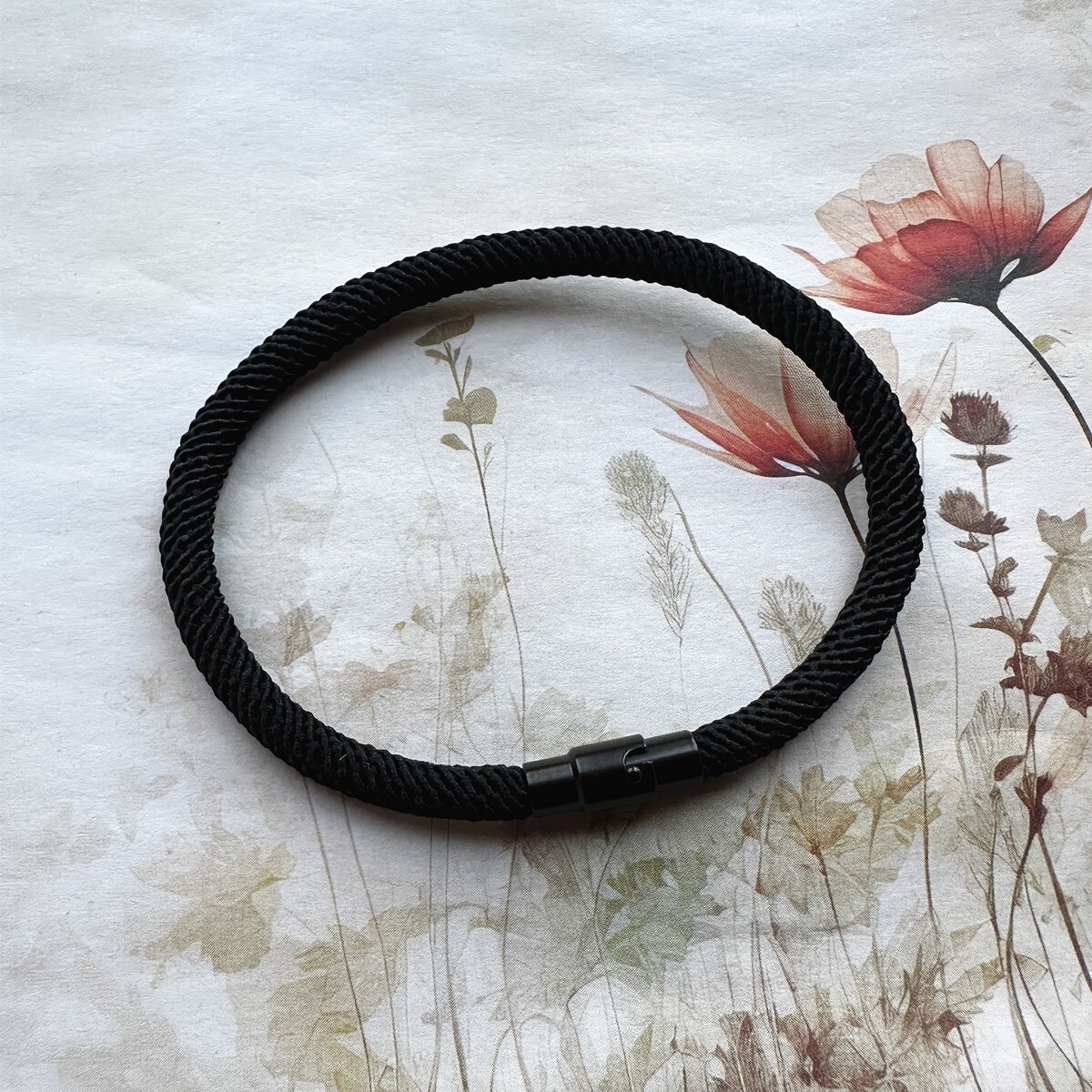Unisex Handmade Magnetic Closure Single Row Milan Nylon Rope Bracelet 7.7 inches