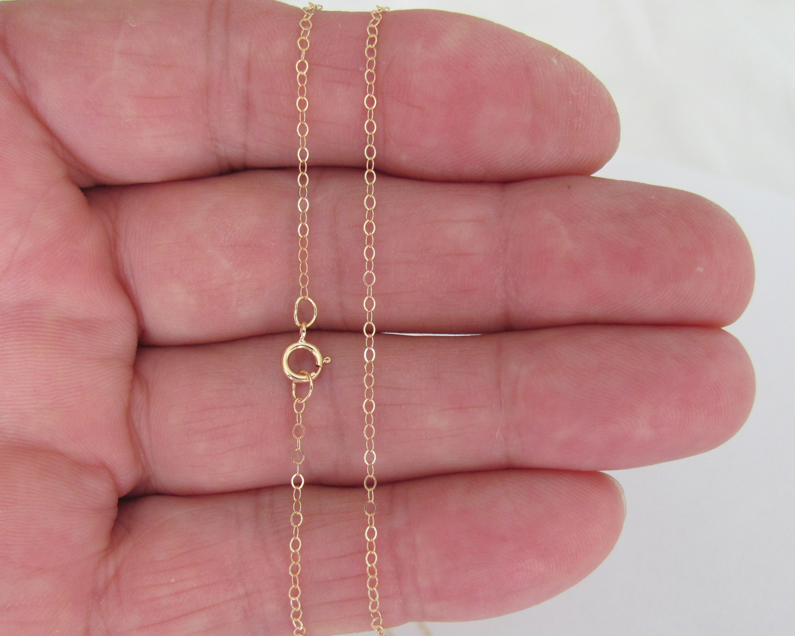 14K Yellow Gold filled dainty 1mm Cable chain sizes choice 16, 18, 20, 24″