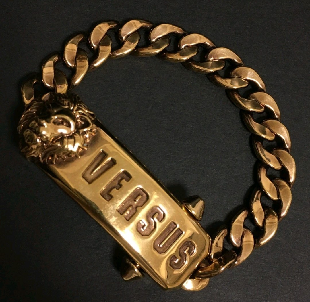VERSACE Versus Logo Lion Motif Gold Tone Bracelet