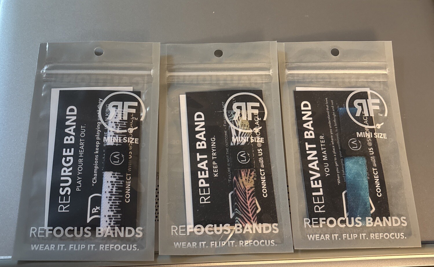 Refocus Bands Reflect Band “Wear it. Flip It. Refocus” Mini Size Lot Of 3 Bands