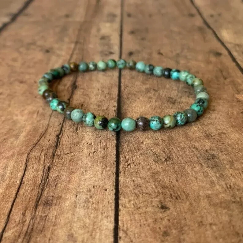 2025HOT Handmade 4mm African Turquoise Beads Bracelet Gift For Women Mother’Day