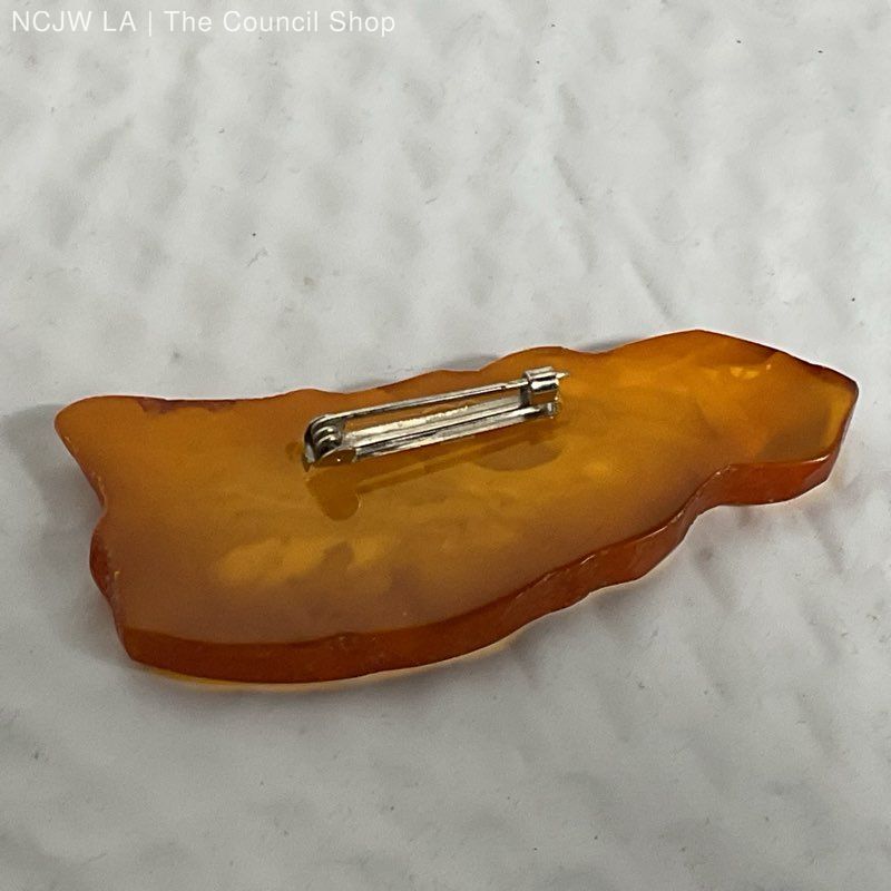 VTG. Artisan Resin/Acrylic Orange Brooch- 3.5″