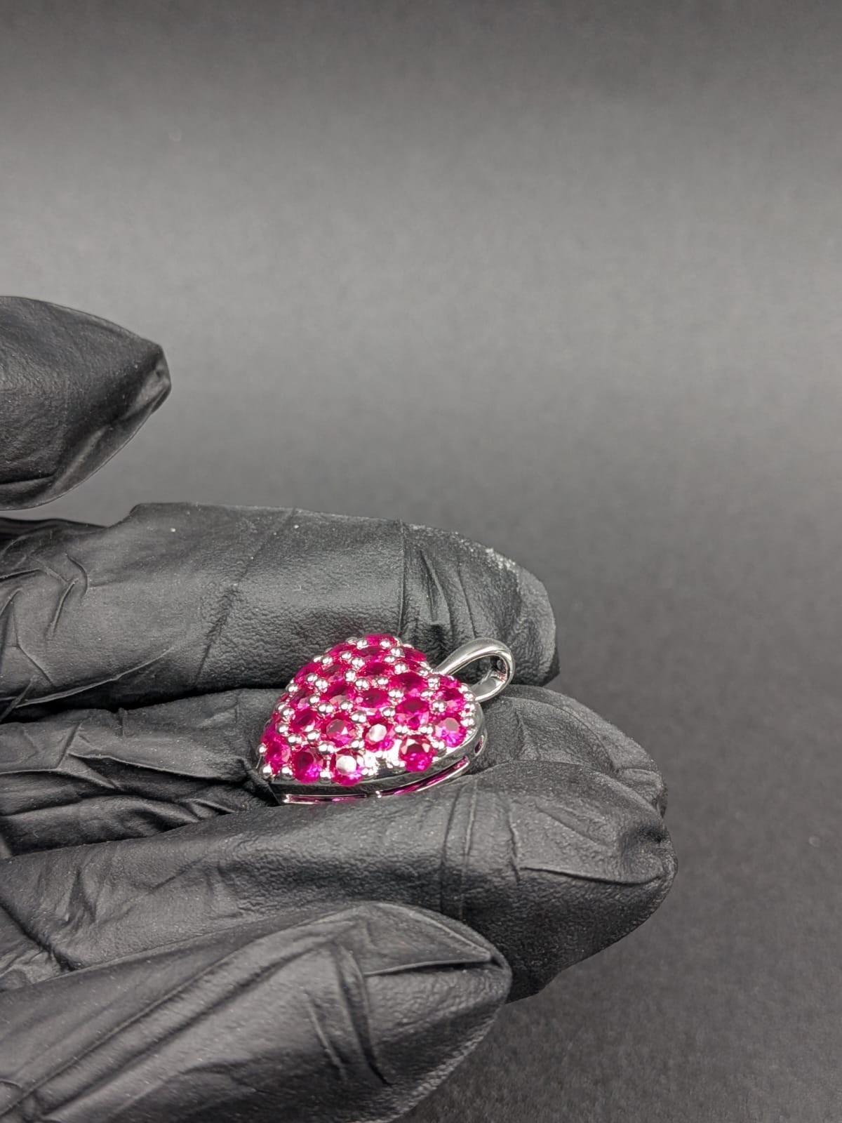 2Ct Round Cut Simulated Pink Ruby Women’s Heart Pendant In 14k White Gold Plated