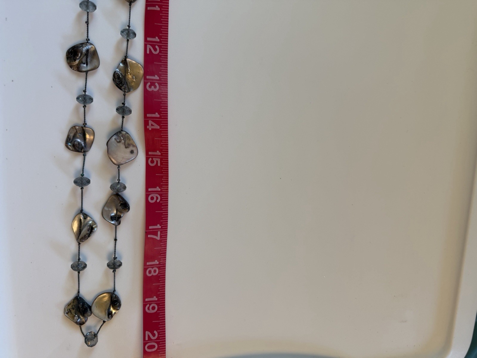 Gray Mother of Pearl/Abalone & Crystal Beaded Station Necklace, Freeform