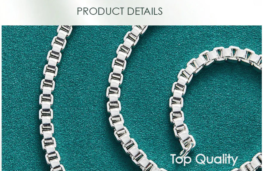 925 Sterling Silver Rhodium Plated 5mm Box Chain Necklace 45cm