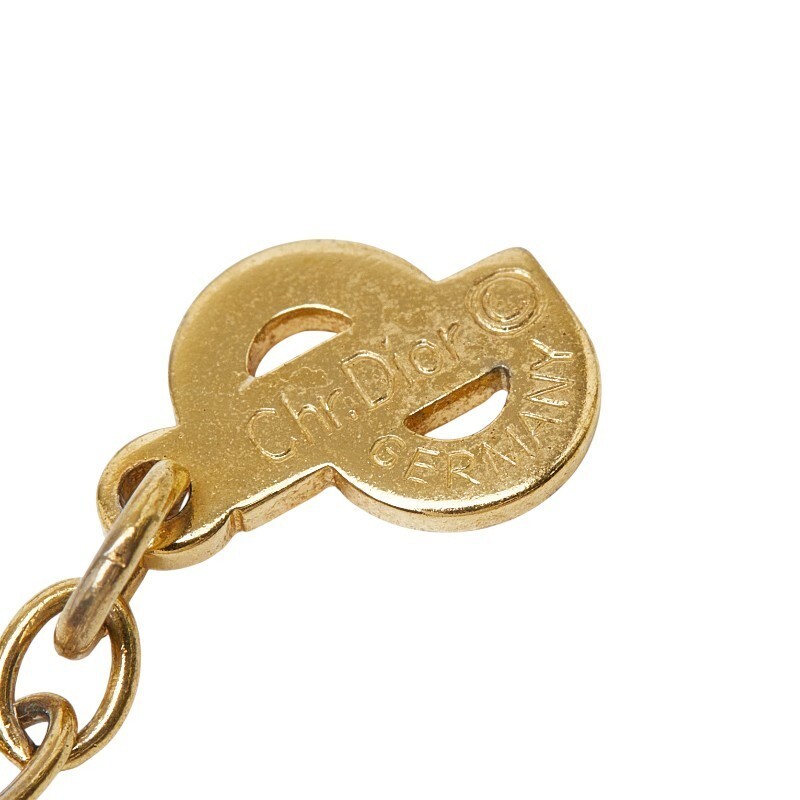 Christian Dior Gold Honeycomb Hexagon Pendant Necklace 17.7in Authentic