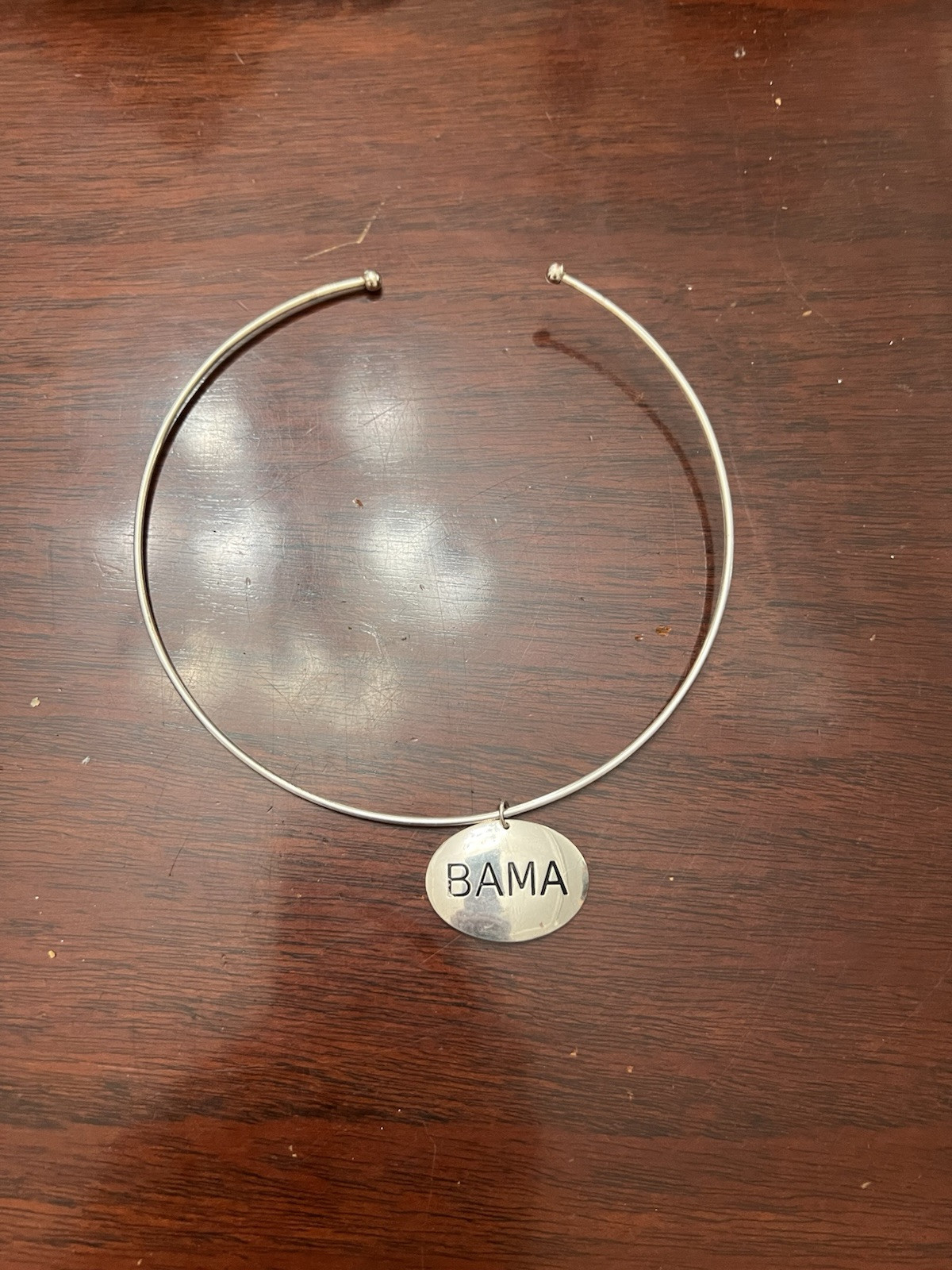 Silver Tone Wire Choker Bama Alabama Football Team Collegiate Necklace