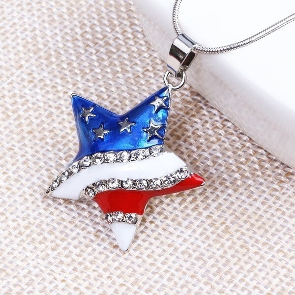 United States of American Flag Star Necklace, 4th of July, American, USA
