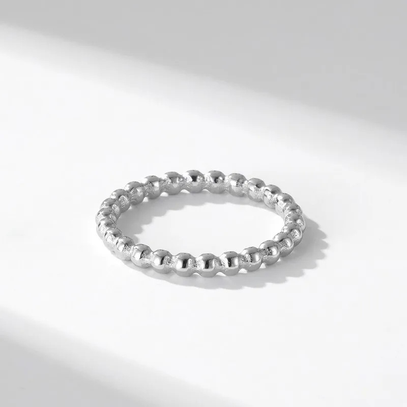 Stackable Ring Stainless Steel 2mm Beads Eternity Band Anniversary Jewelry