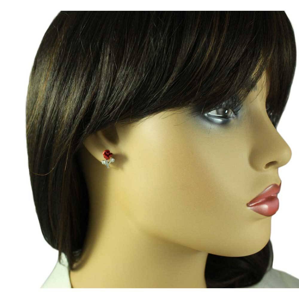 Bouquet of Red Roses Brooch Pin and Rose Earring Set – PRL105SBS