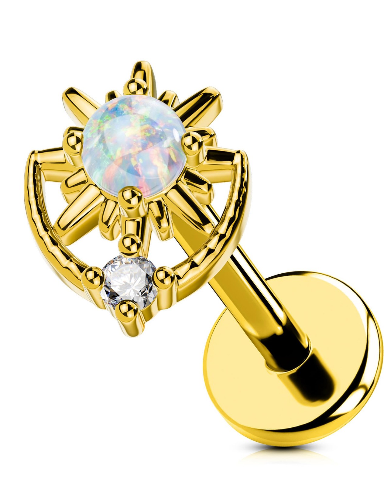 OUFER Body Piercing Star Flat Back Cartilage Earring Studs 18G 1.0*8mm, Gold