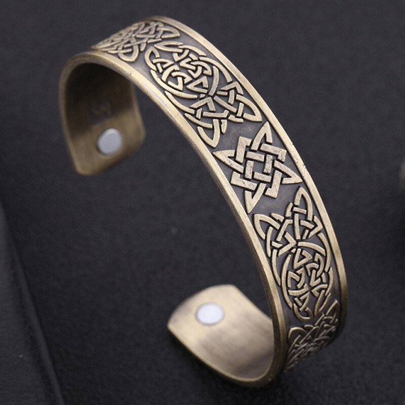 MENDEL Mens Vintage Norse Viking Celtic Trinity Knot Irish Cuff Bangle Bracelet