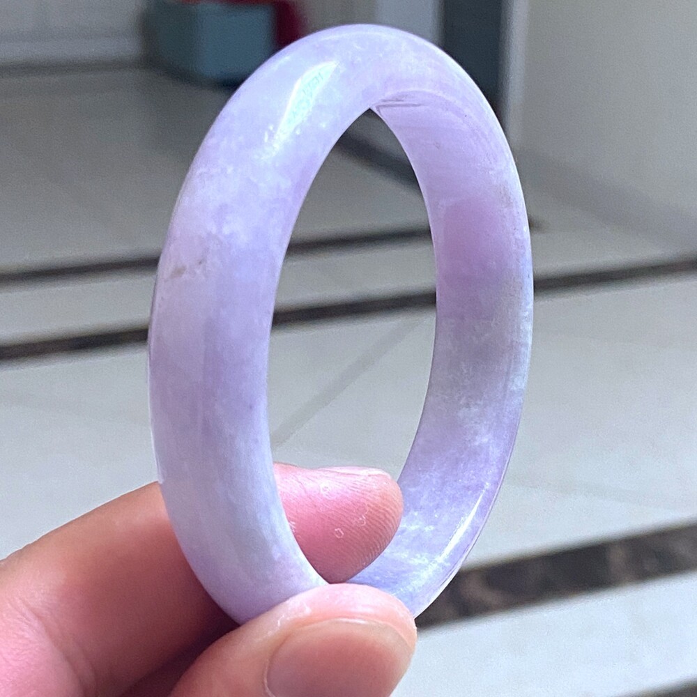 Certified Grade A Lavender 56-57mm Natural Burma Jade jadeite Bangle Bracelet