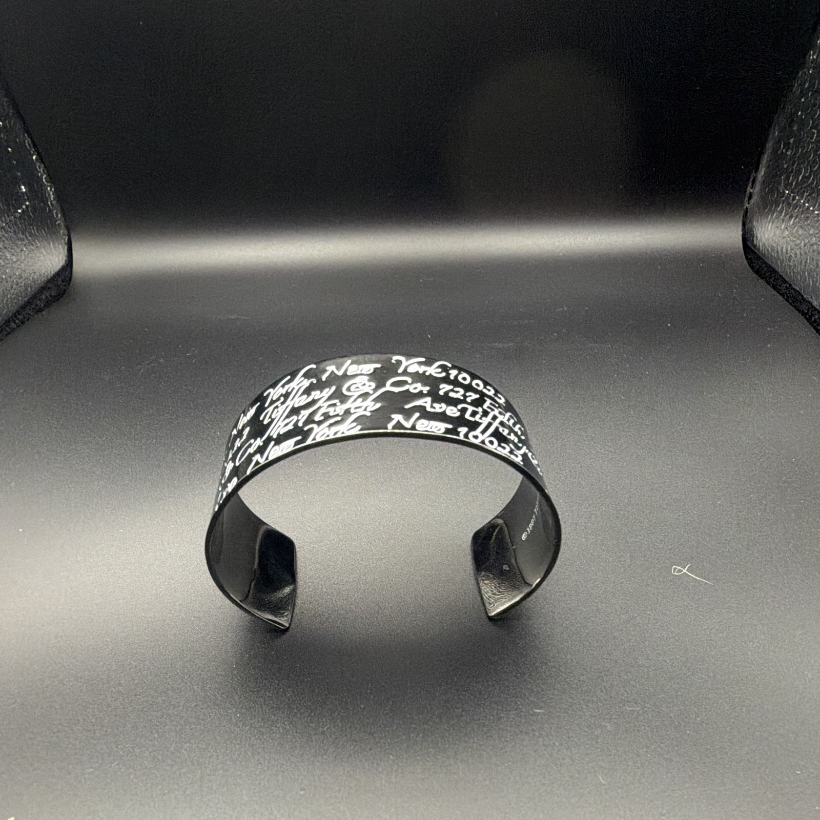 Tiffany & Co. Black Engraved .925 silver Cuff Bracelet Signed Sizable