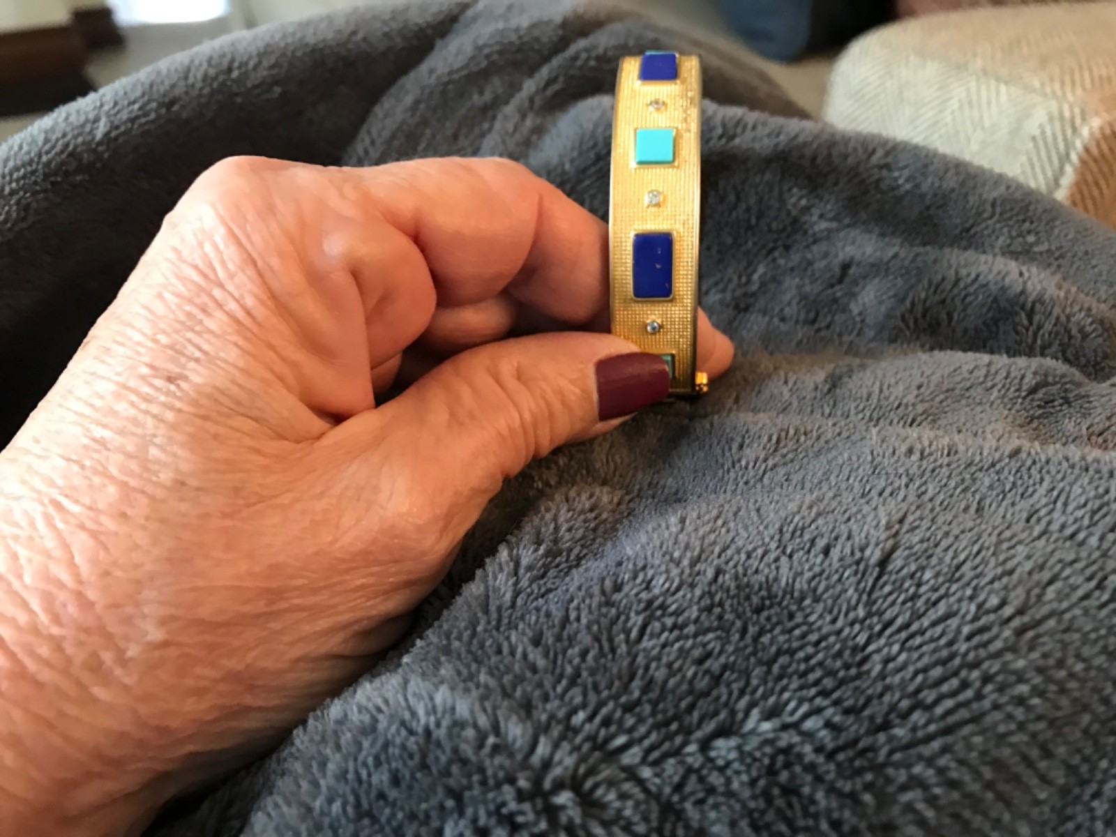 Freida Rothman Brick set 925SS with square turquois, lapis and bezel clear cz