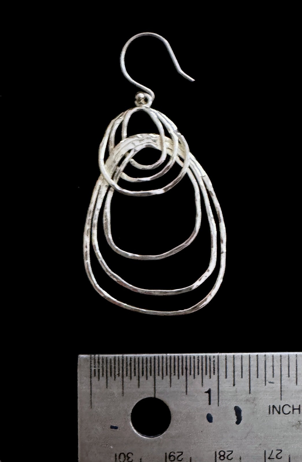 Silpada Pop the Bubbly Sterling Silver 925 Hammered Loop Earrings 2″×1″ Signed