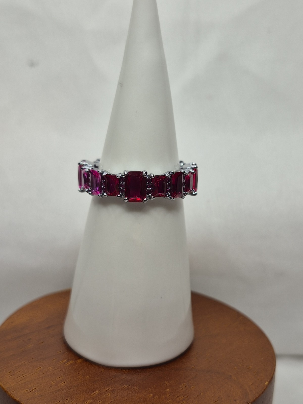 Bomb Party Ring Size 8 “Chic N Shimmer” Ruby Corundum On Hematite Plating