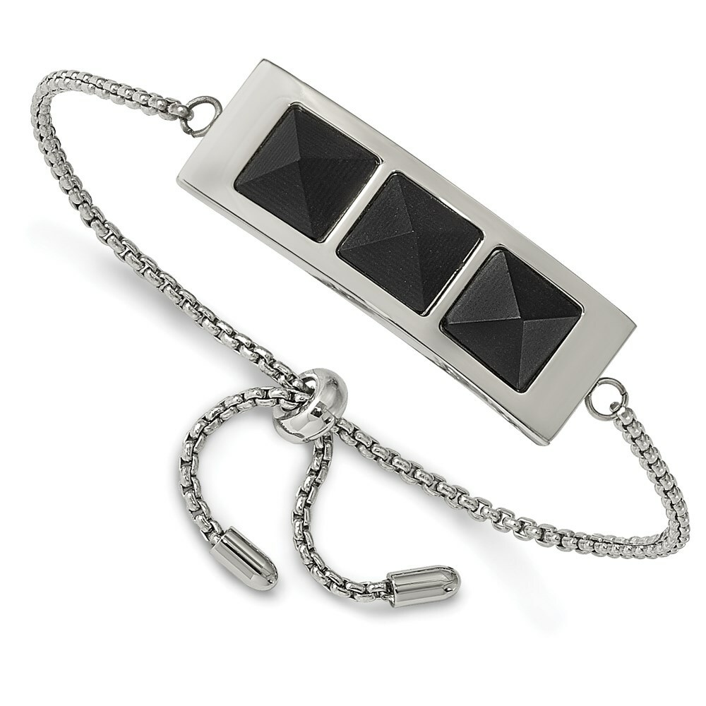 Chisel Women’s Bracelet Stainless Steel Brushed and Polished Solid Carbon Fiber