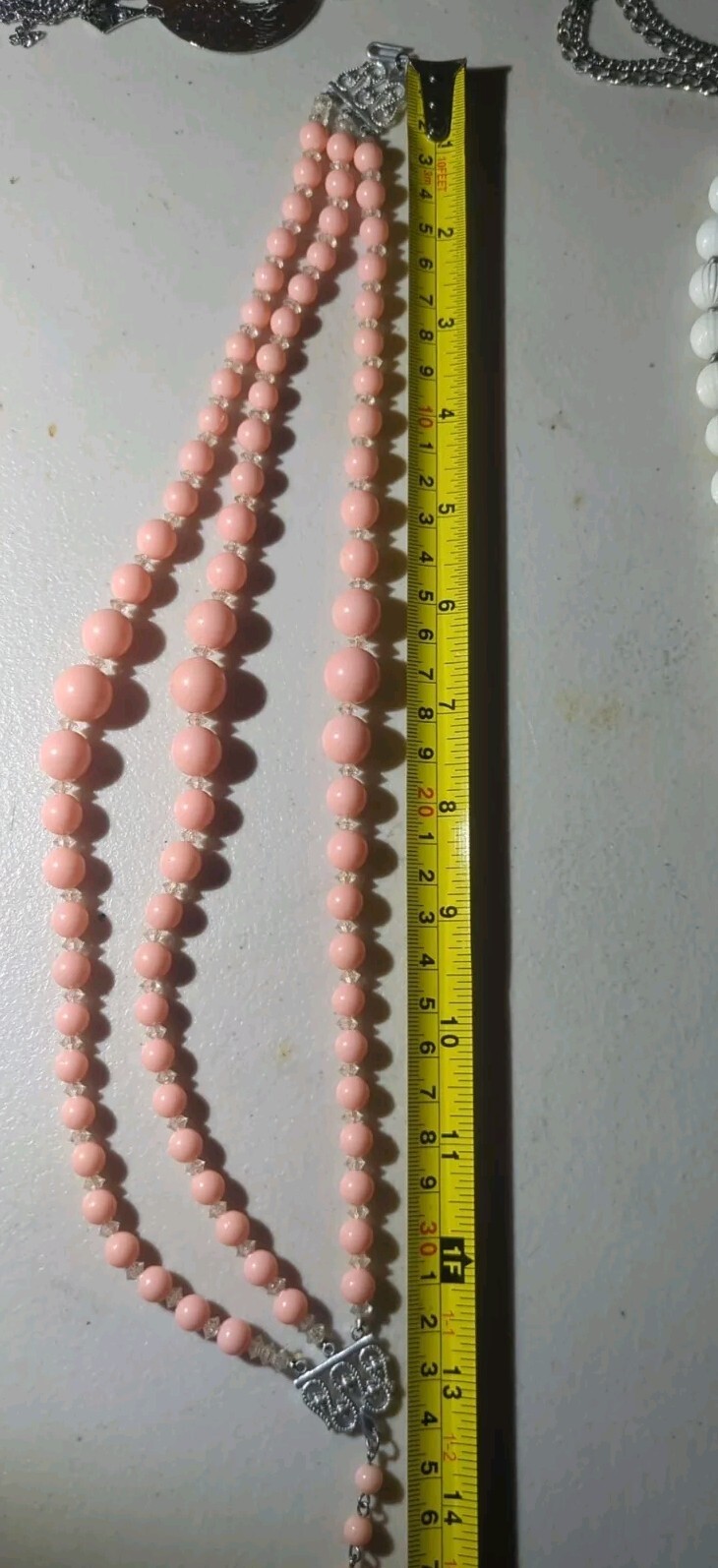 Assorted Metal & Plastic Costume Jewelry ~ Pink, Red, White, Gray ~ 6 Pieces
