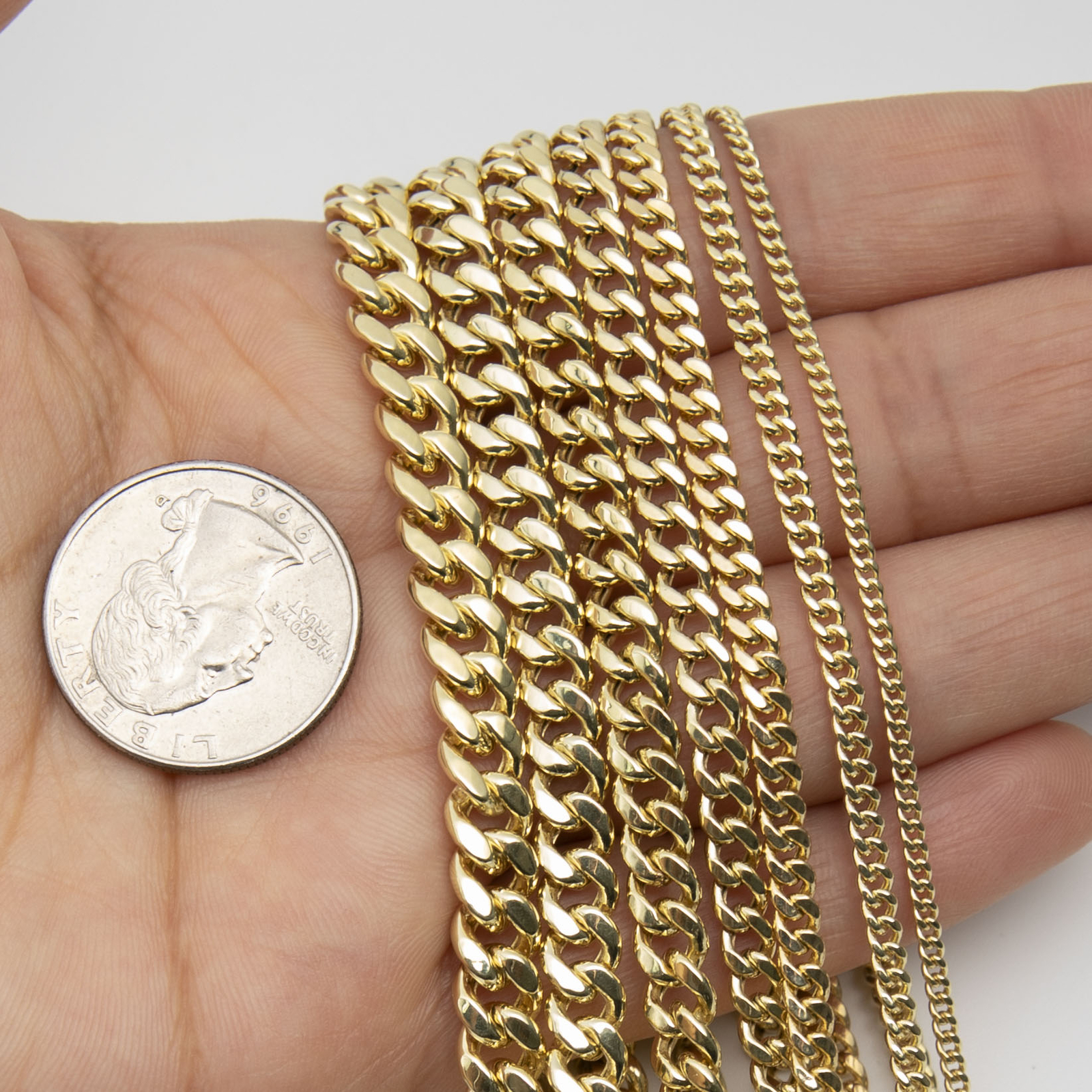 Shiny Miami Cuban Link Chain Necklace Real 14K Yellow Gold All Sizes