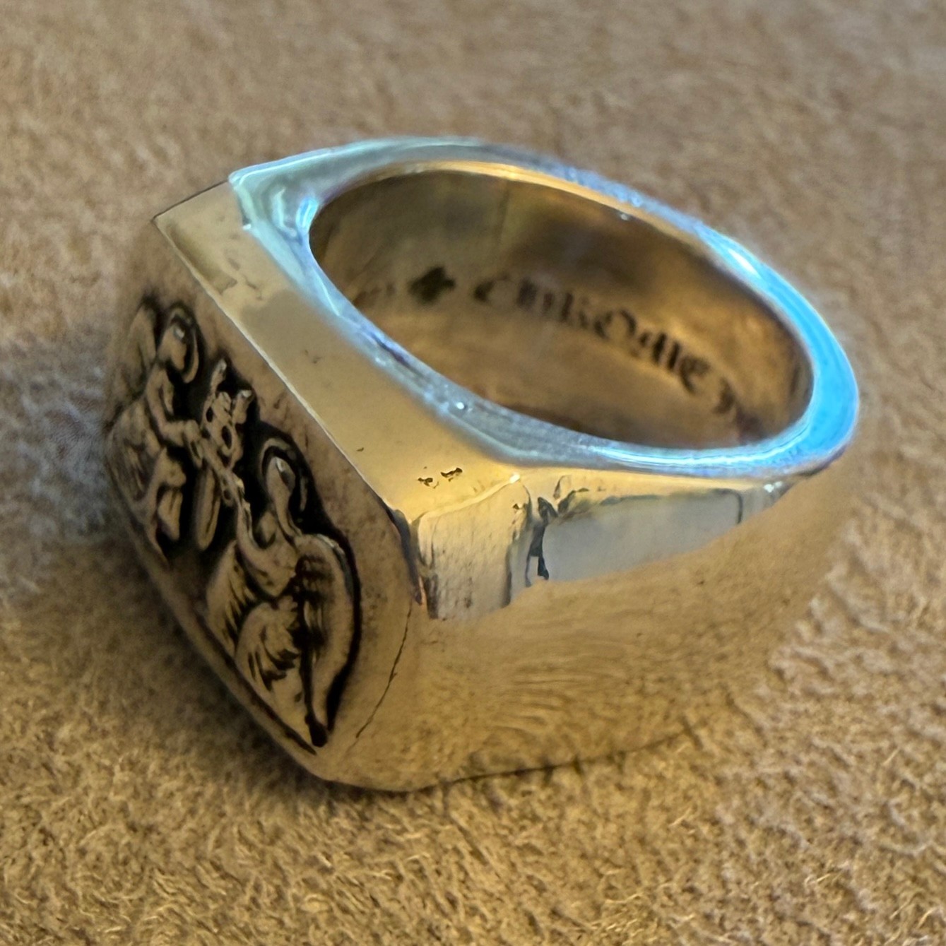 Chrome Hearts Big Pj Angel Silver Ring Size 9.75 *Pre Owned* RARE