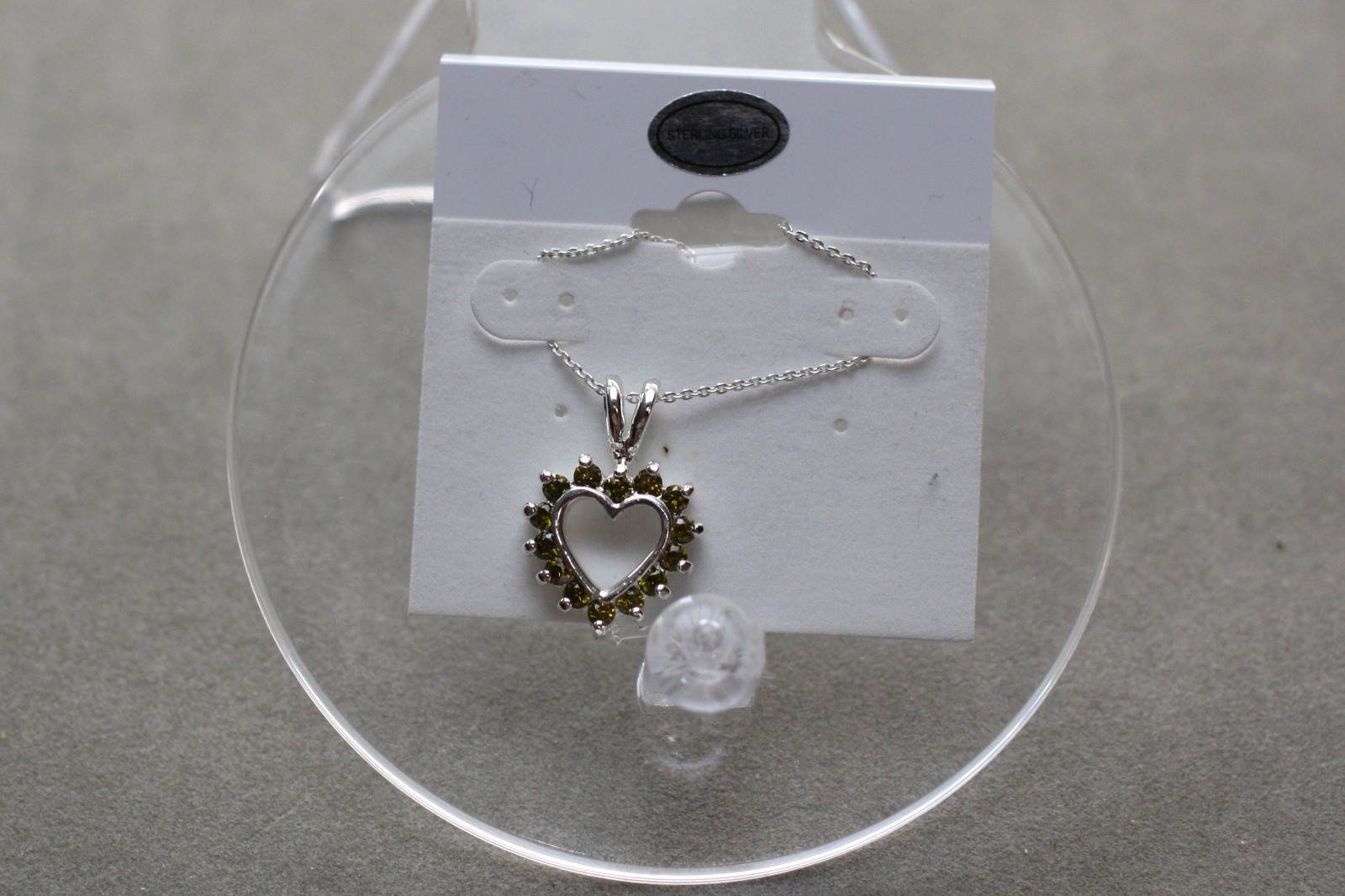 Green Cubic zirconia 2.10 ctw in Solid 925 Sterling silver Heart Shape Necklace