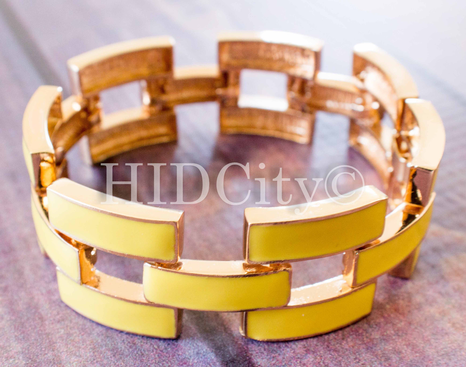 5 Colors Enamel Square Pave Chunky Link Crew Bracelet Mint Gold US Seller NEW