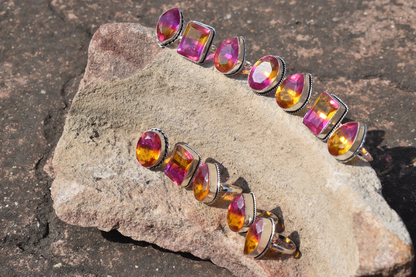 1-500 Pcs Ametrine Quartz In Wholesale Rings Lot Bulk: Silver Plated Whr-113