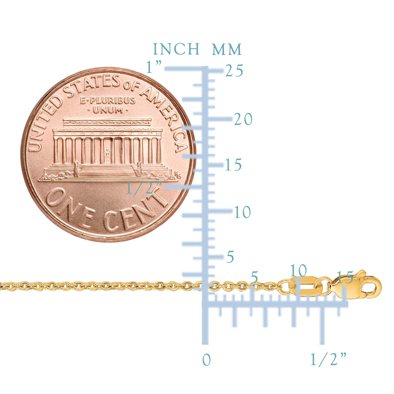 14k Yellow Real Gold Forsantina Chain Necklace, 1.5mm, 16″
