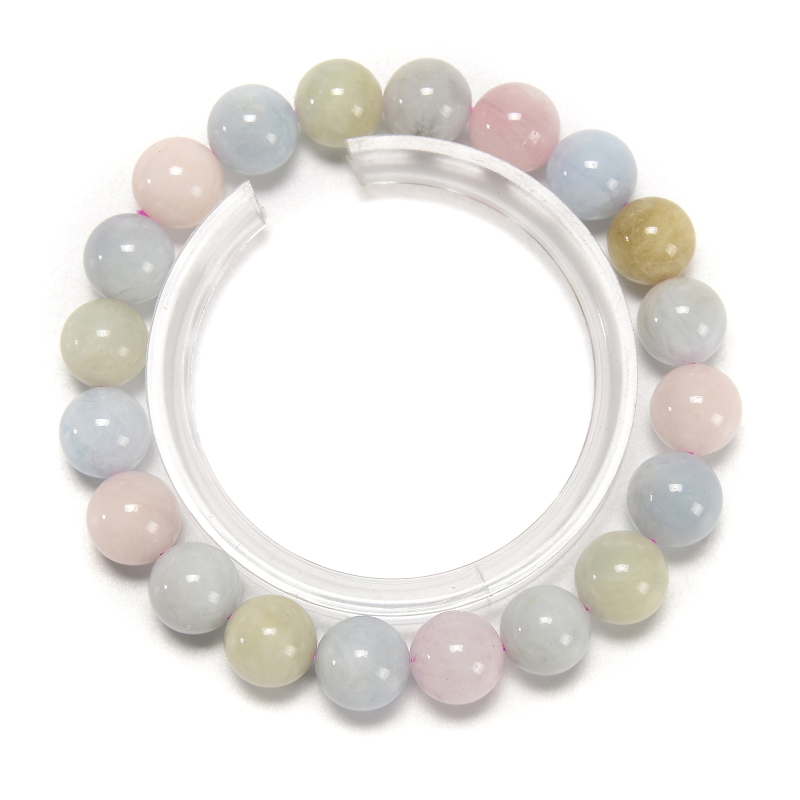 Natural Morganite Smooth Round Beaded Bracelet Size 8mm 10mm 7.5” Length
