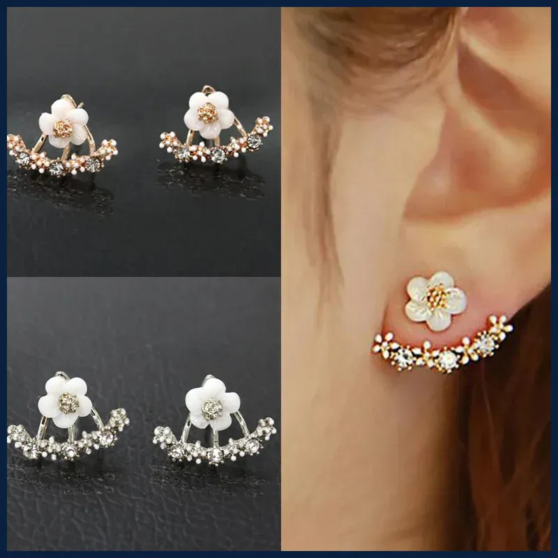 Korean Fashion Daisies Stud Earrings Simple Flower Double Sided Women Jewelry