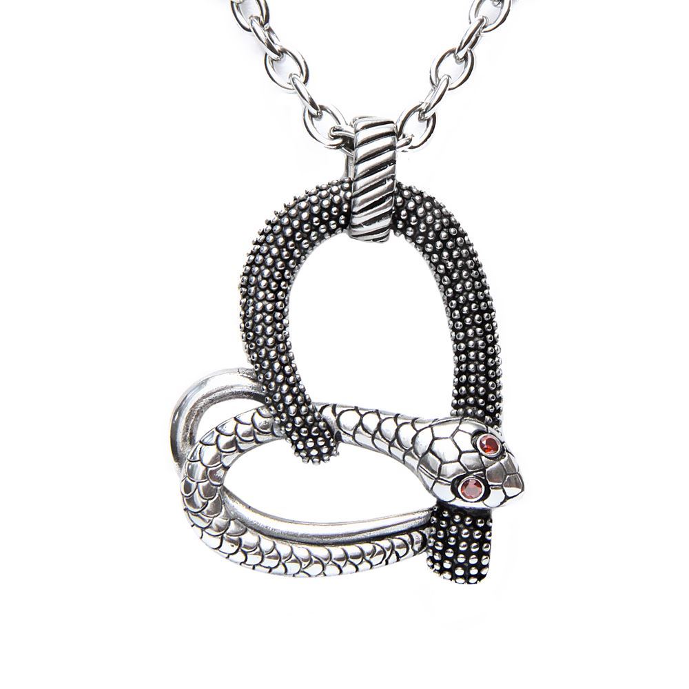 heart Necklace snake heart Pendant Stainless Steel red CZS by Controse