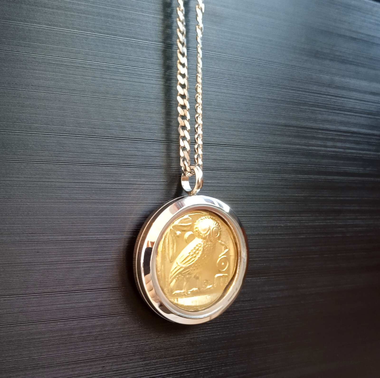 Greek Mythology Owl of Athena Phoenix Ancient Greece Bird Coin Pendant Necklace