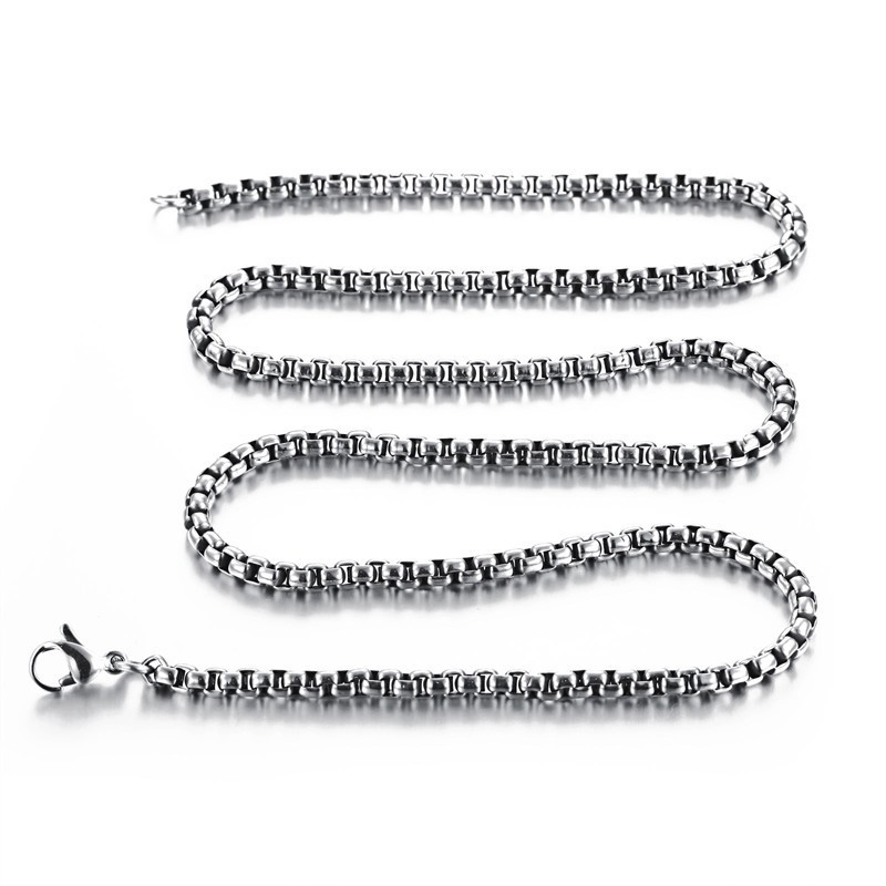 5pcs/lot Stainless Steel Square Rolo Link Chain Box Chain Necklace for Men Women